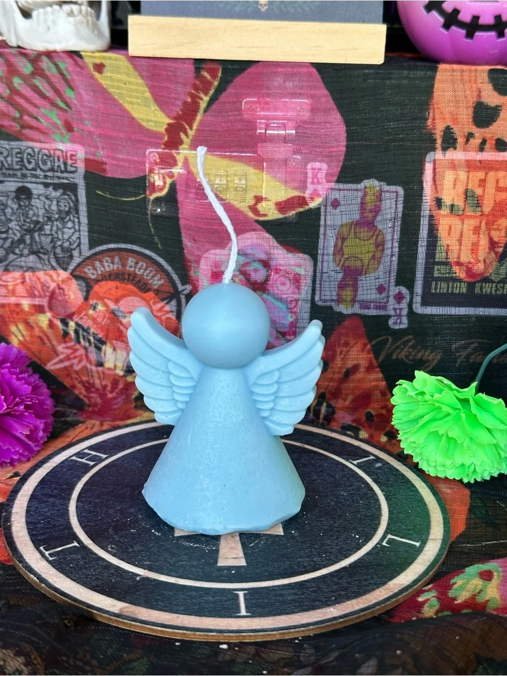 Handmade Blue Angel Candle – Winged Guardian Figure